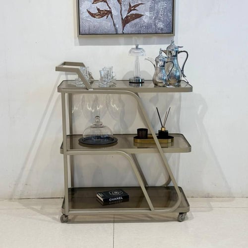 عربية 3 دور شكل سفينة زجاج بني