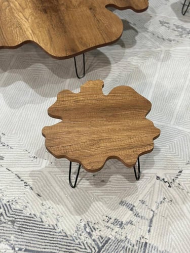 طقم طاوله خشب طبيعي مع 4خدمة