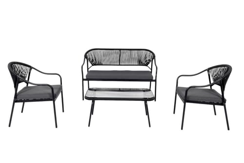 طقم كنب لون اسود 4 اشخاص