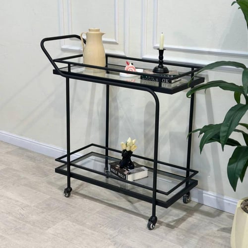 عربية تقديم دورين لون أسود زجاج شفاف