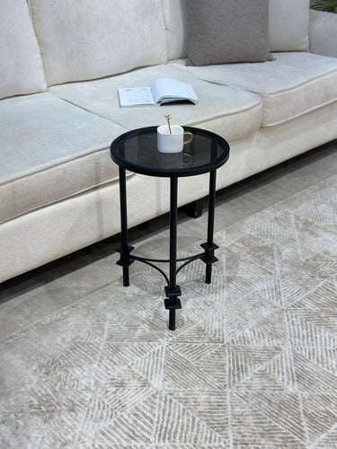 طاولة خدمة بسطح زجاجي أسود – أناقة تكتمل في ركنك