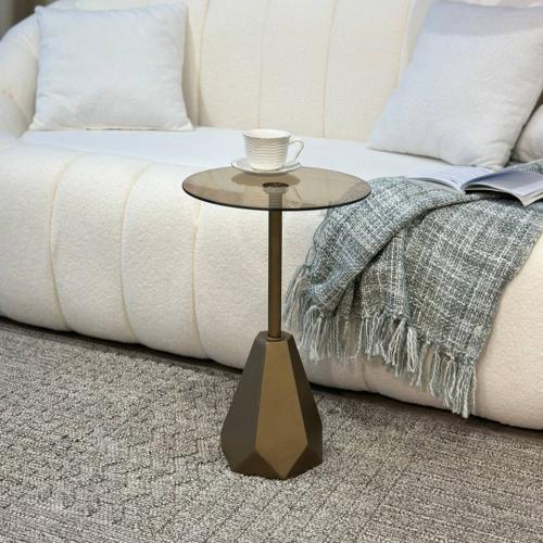 طاولة خدمة سطح زجاج بني