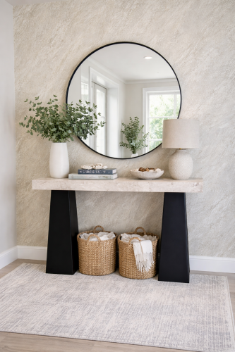 مدخل اسود سطح بديل الرخام - تصميم هندسي عصري وفاخر