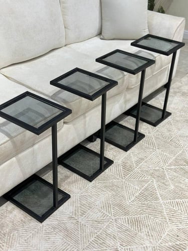 طقم طاولات خدمة سوداء زجاج أسود شفاف – 4 قطع بلمسة...