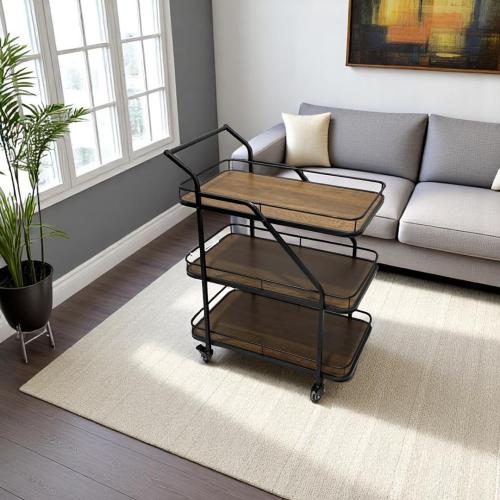 عربية تقديم 3 دور خشب بني غامق