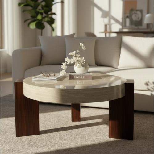 طاولة ريفيرا ضيافة سطح بديل رخام قاعدة بني