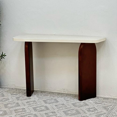 طاولة مدخل سطح بديل الرخام ملمس ناعم قاعده خشب لون...