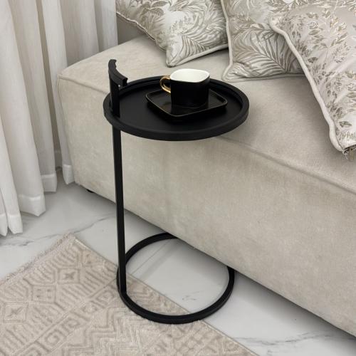 طاولة خدمة حديد أسود بمسكة - بتصميم فاخر وأنيق