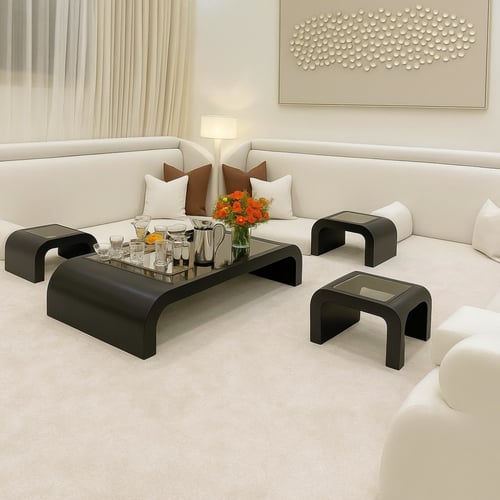 طقم طاولات ارضي 5قطع لون الأسود