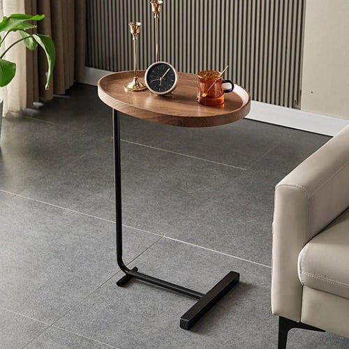 طاولة خدمة حديد أسود و سطح خشب بني - متعددة الألوا...