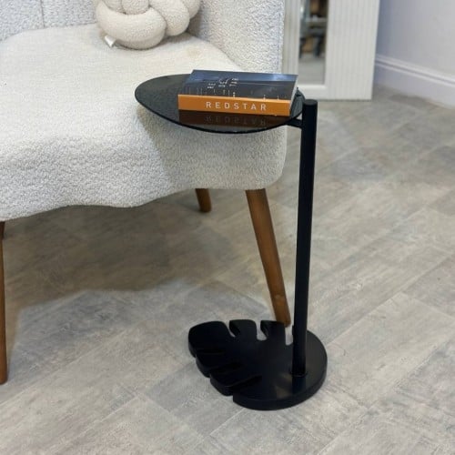 طاولة خدمة بسطح قزاز اسود (MG)