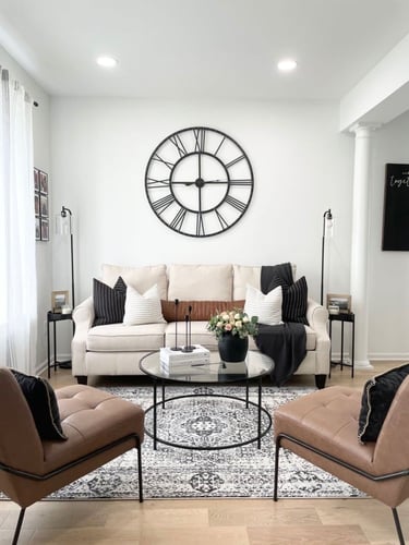 طاولة ضيافة اسود دائري مع زجاج شفاف