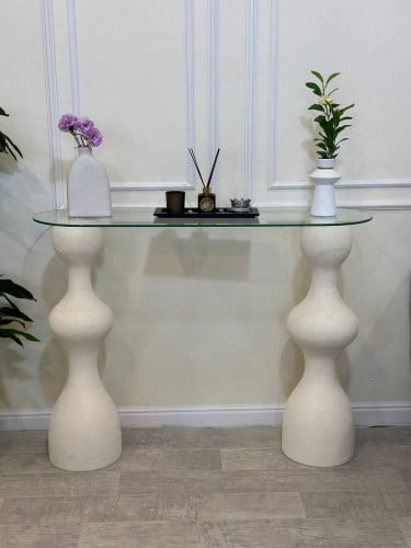 كونسول مدخل رخام مع سطح زجاج شفاف