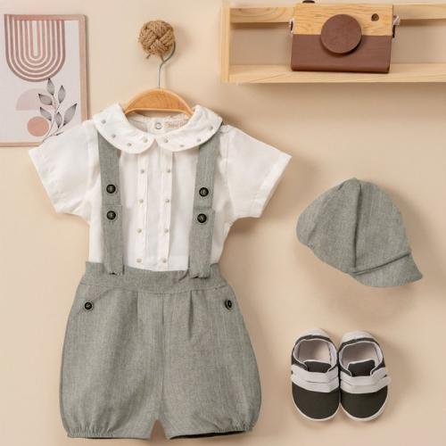 ميني جنتل طقم سالوبيت ولادي من الكتان - 4 قطع