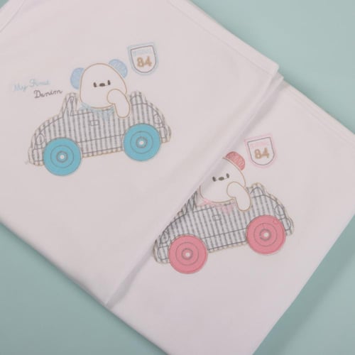 بيبي شاين مهاد مواليد قطن مطرز بشكل سيارة - 95x85...