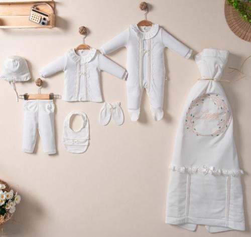 طقم مواليد بناتي 7قطع – ستايل أوروبي (0-3 شهور) لو...