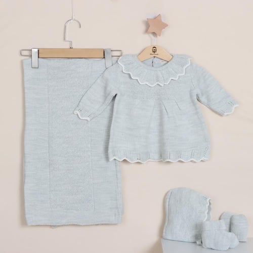 ميني جنتل طقم فستان مواليد تريكو للفتيات بعمر 0 إل...