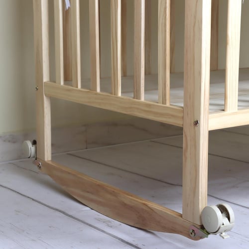 بيبي شاين سرير أطفال خشبي مع عجلات وباب جانبي قابل...