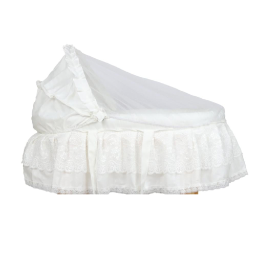 تلبيسة سرير خوص دانتيل - أبيض