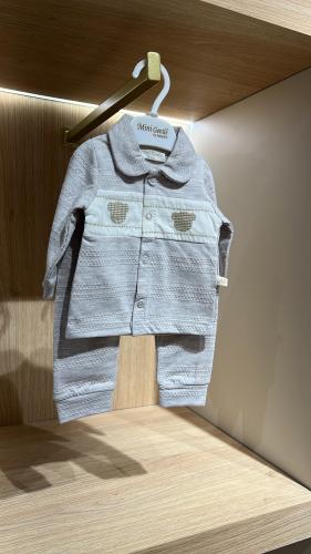 بيجاما ولادي حتى عمر 3 شهور الوان اوف وايت ورمادي