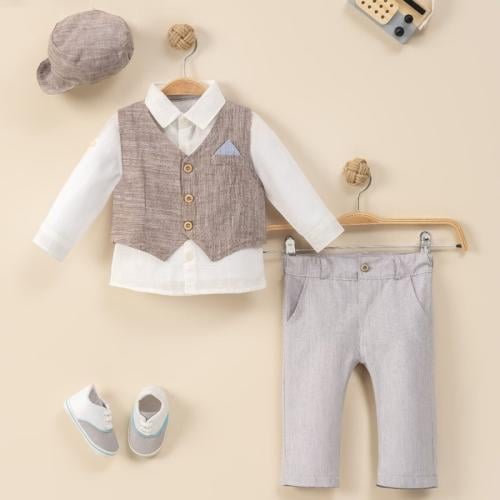 ميني جنتل طقم ولادي من الكتان - 5 قطع