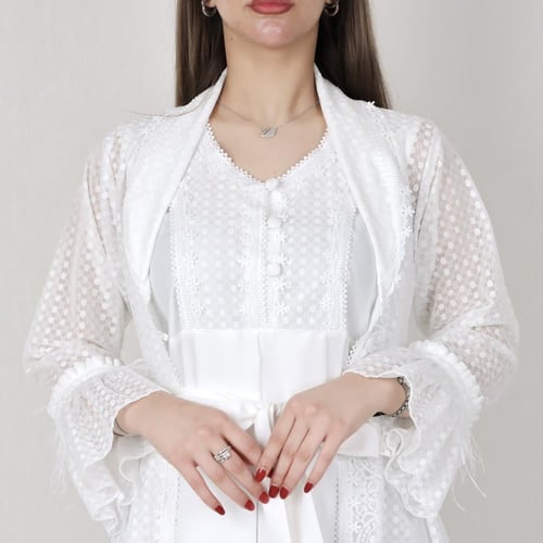 روب رضاعة و استقبال للأمهات بتصميم منقط - قطعتين