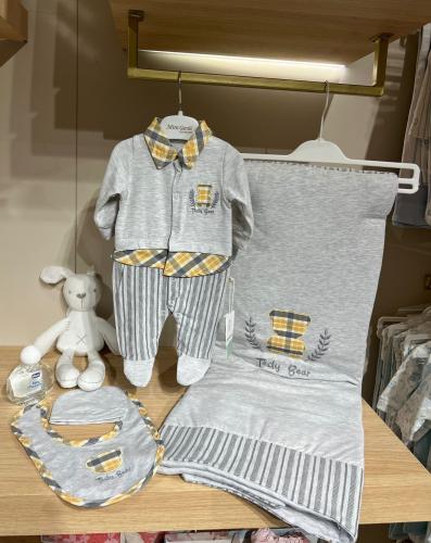 طقم مواليد ولادي 4 قطع – ستايل أوروبي (0-3 شهور) ف...