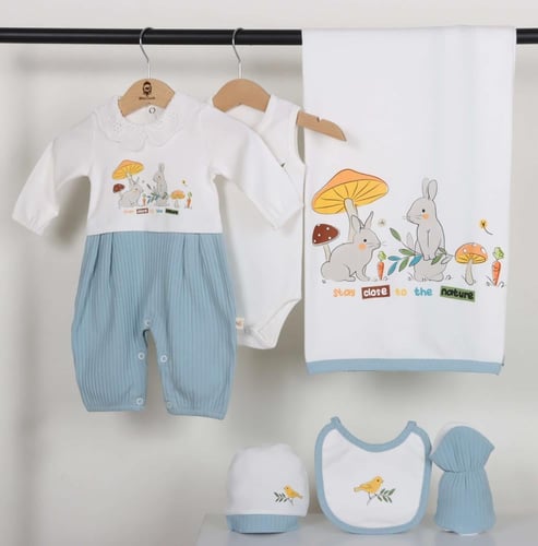 ميني جنتل طقم مواليد قطن للبنات - 6 قطع - من الولا...