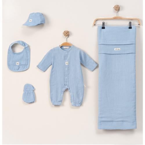 طقم مواليد ولادي 5 قطع – ستايل أوروبي (0-3 شهور)از...