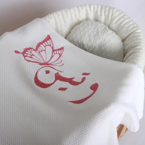 بطانية مواليد تريكو باسم المولود "وتين" - (قابل لل...