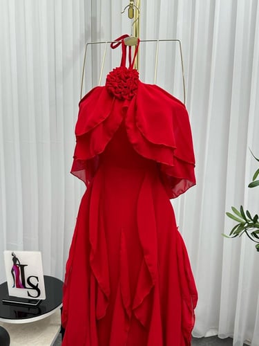 فستان سهره احمر شيفون