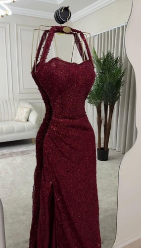 فستان سهره عنابي