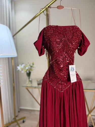 فستان سهره عنابي