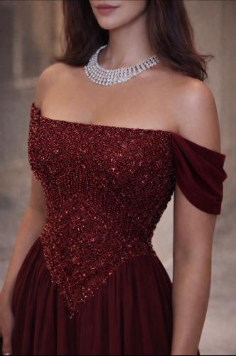 فستان سهره عنابي