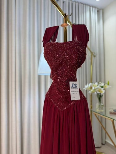 فستان سهره عنابي