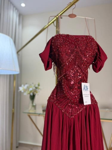 فستان سهره عنابي