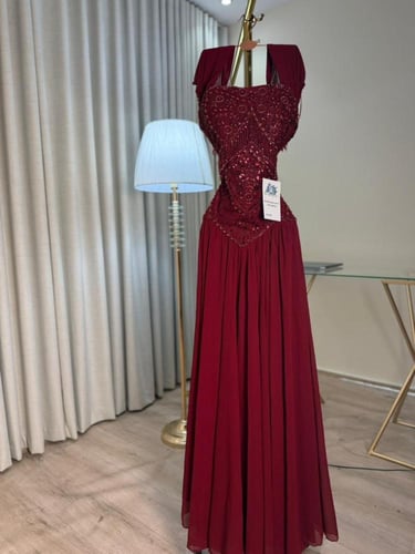 فستان سهره عنابي