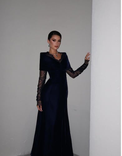 فستان سهره كحلي مخمل