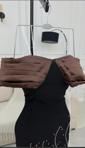 فستان سهره اسود وبني