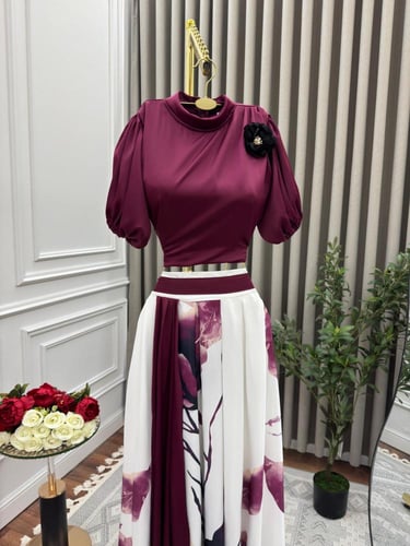 فستان سهره عنابي مورد