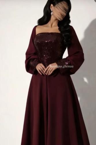 فستان سهره عنابي