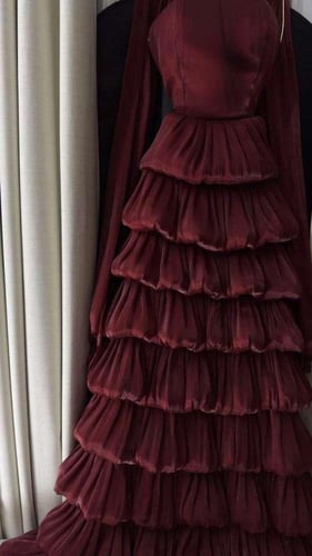 فستان سهره عنابي