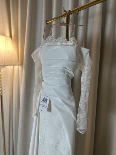 فستان دانتيلا سهره ابيض