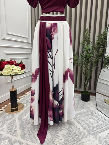 فستان سهره عنابي مورد