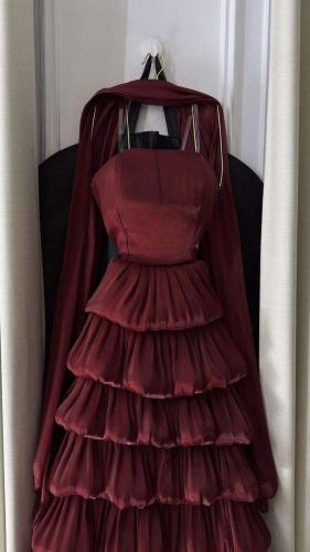 فستان سهره عنابي