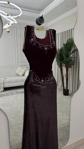 فستان سهره عنابي