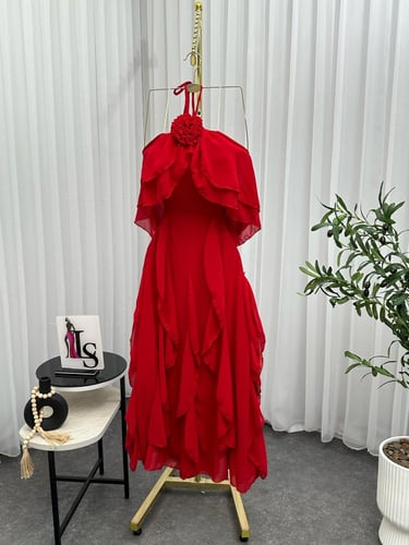 فستان سهره احمر شيفون