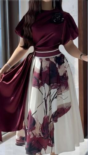 فستان سهره عنابي مورد