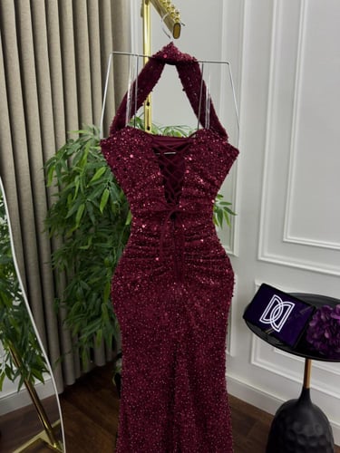 فستان رند عنابي