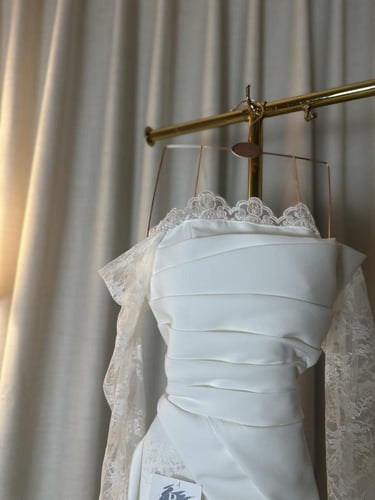 فستان دانتيلا سهره ابيض